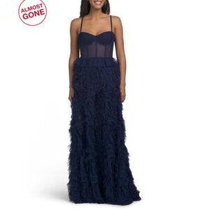 MARCHESA midnight Dotted Tulle Gown